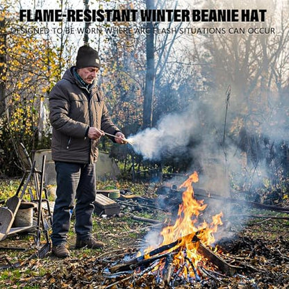 Fullsheild FR Double-Layer Thermal Knit Beanie Cap Warm Winter Flame Resistant Head Covering Welding Hat Black