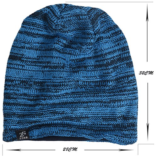 VECRY Mens Slouchy Beanie Knit Skull Cap Long Baggy Hip-hop Winter Summer Hat B305 - color: Stripe-brown, size: Large