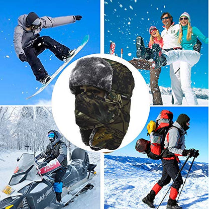 Winter Trapper Hats Ushanka Russian- Men Women Trooper Ear Flaps Hunting Face Masks Ski Snow Cold Weather - color: Camouflage