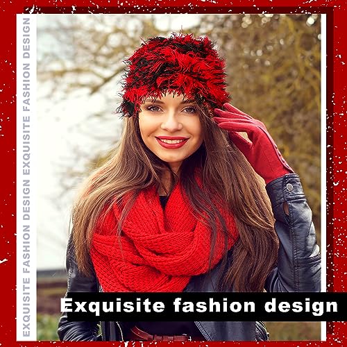 Chuarry Distressed Knitted Beanie Fuzzy Winter Hat - color: Assorted Red
