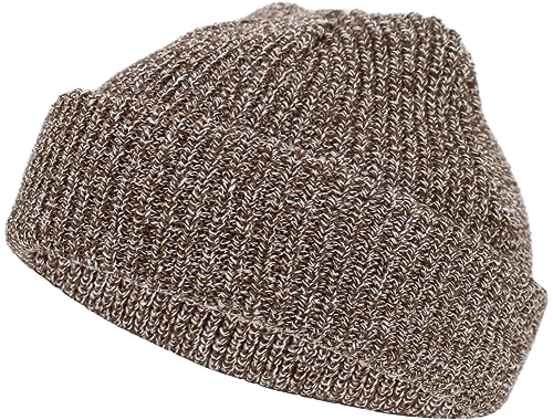 Fisherman Short Beanie Leon Roll up Trawler Classic Skullcap Hipster Beanie Warm Winter Hats Acrylic Ribbed Knit Cuff Daily - color: Brown Mix Fisherman Beanie