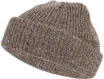 Fisherman Short Beanie Leon Roll up Trawler Classic Skullcap Hipster Beanie Warm Winter Hats Acrylic Ribbed Knit Cuff Daily - color: Brown Mix Fisherman Beanie