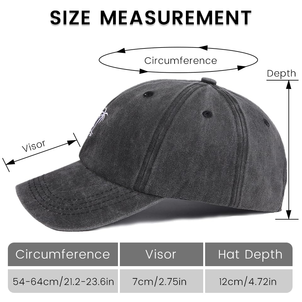 Plam Trees Hats Embroidered Washed Cotton Baseball Cap for Men Women Distressed Black Snapback Baseball Hat Adjustable - color: Plam Tree