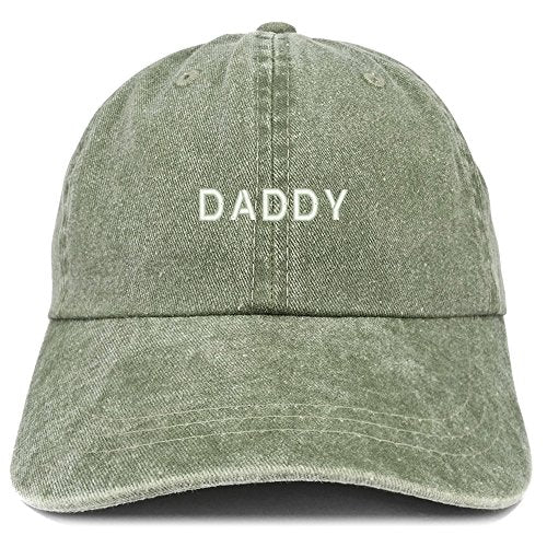 Trendy Apparel Shop Daddy Embroidered Low Profile Washed Cotton Cap - color: Olive