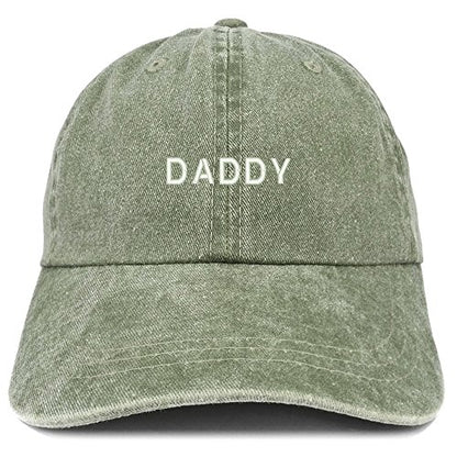 Trendy Apparel Shop Daddy Embroidered Low Profile Washed Cotton Cap - color: Olive