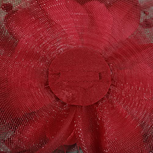 JWICOS Fascinators Hat for Women 50s Flower Hat with Veil Cocktail Wedding Tea Party Church Derby Hat - color: Burgundy