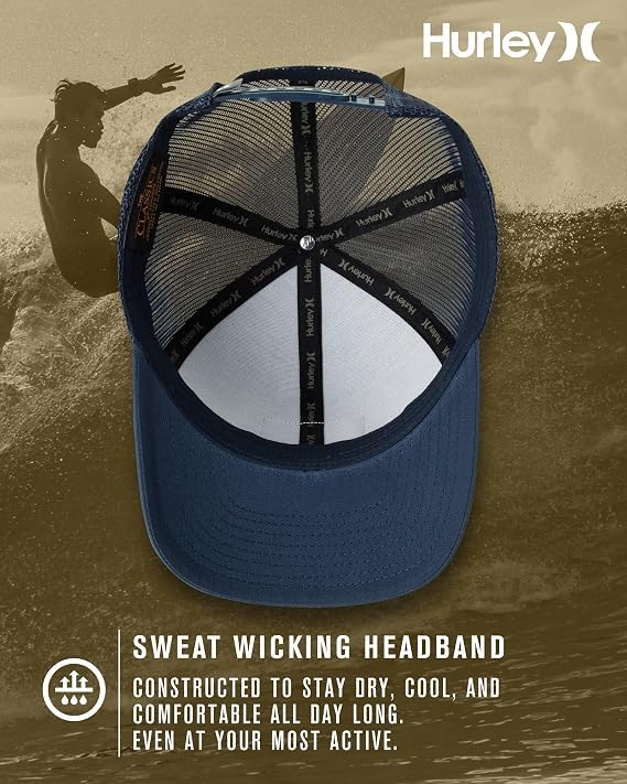 Hurley Mens Trucker Hat Fairway Mesh Quick-Dry Trucker Hat, Snapback - color: Obsidian Blue