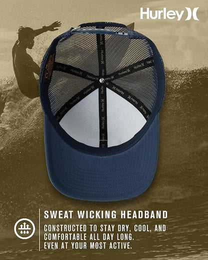 Hurley Mens Trucker Hat Fairway Mesh Quick-Dry Trucker Hat, Snapback - color: Obsidian Blue