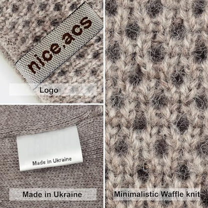 Hat and Scarf Set for Women – Knit Winter Beanie Fleece Lined Neck Warmer – Wool Double Layer Cap - color: Brown