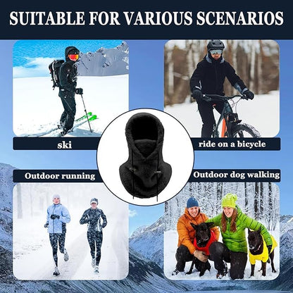 Winter Ski Mask Balaclava, Windproof Face Mask Warm Neck Cover - color: Black