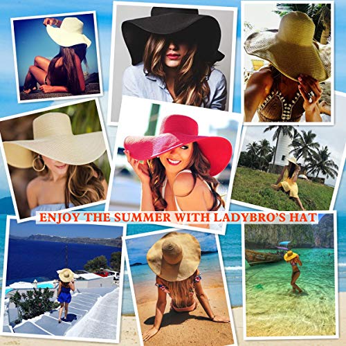 Women's Wide Brim Sun Hat - UV Protection Floppy Straw Sunhat Summer 7 1/4 - color: Light Pink, Size 58cm, for 22 - 22 7/8" ( 7, 7 1/8, 7 1/4 )