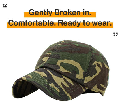 KBETHOS Classic Unisex Cotton Adjustable Low Crown Baseball Cap – Plain Dad Hat - color: Green Camo