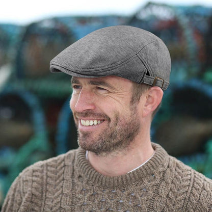 Men's Cotton Newsboy Hats Flat Ivy Gatsby Cap Irish Cabbie Ivy Driving Hunting Hat - color: Dark Grey