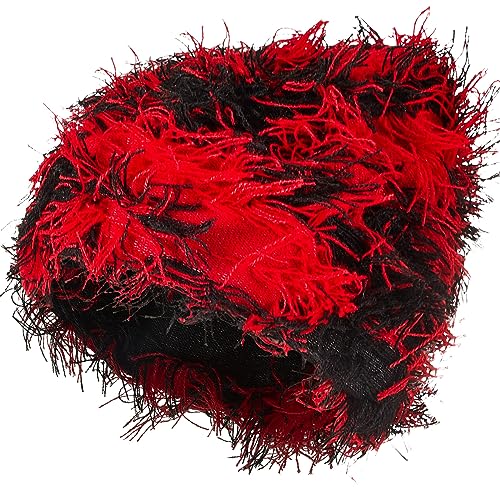Chuarry Distressed Knitted Beanie Fuzzy Winter Hat - color: Assorted Red