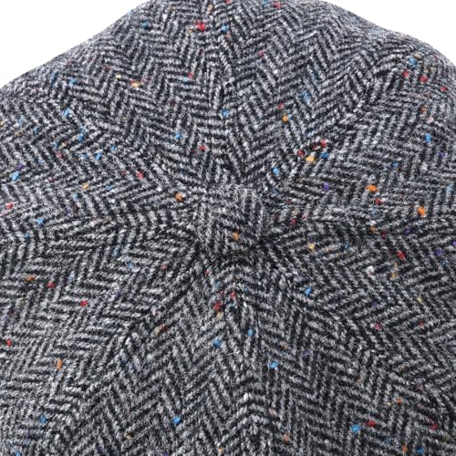 VOBOOM 8 Panel Wool Tweed Newsboy Gatsby Ivy Cap Golf Cabbie Driving Hat - color: Grey