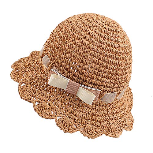 JANGANNSA Baby Girl Straw Hat Outdoor Baby Sun Protection Hats Summer Bowknot Beach Cap for Infant Toddler Girls - color: Bowknot, size: 6-24 Months