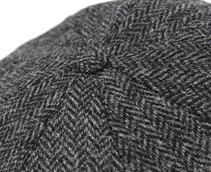 Biddy Murphy Irish Wool Tweed Newsboy Cap for Men, Herringbone - color: Gray, size: X-Large