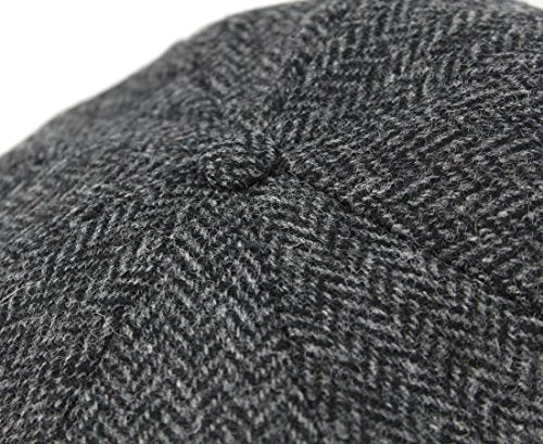 Biddy Murphy Irish Wool Tweed Newsboy Cap for Men, Herringbone - color: Gray, size: Large