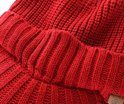 Home Prefer Men's Winter Hat Thick Knit Beanie Cap with Visor Newsboy Beanie Hat - color: Wine Red