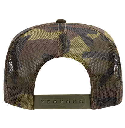 Otto Cap 5-Panel High Crown Mesh Back Trucker Hat - color: Camo/Olive Front
