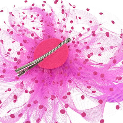 AQOKKA Women Fascinators Hats Flower Fascinators with Headband and Clip Tea Party Headwear for Women and Girls - color: 1 Pc 7" Diameter / Fushia