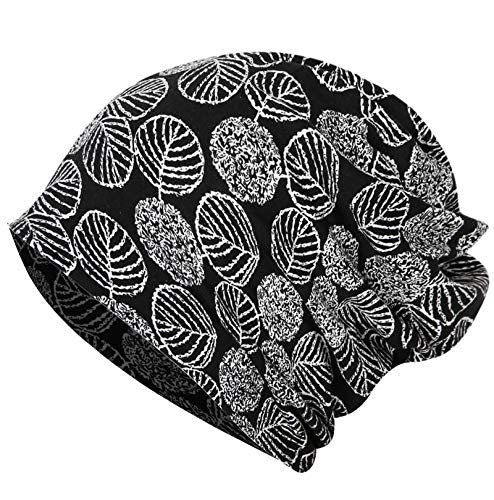 JarseHera Womens Slouchy Beanie Soft Chemo Headwear Breathable Cancer Caps - color: 1 Pair,banana Leaf-black