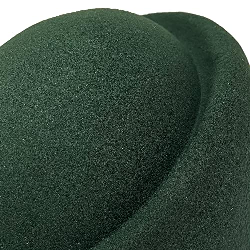 YING LAN Women Wool Cap Stewardess Pillbox Hat Fascinator Base - color: Dark Green