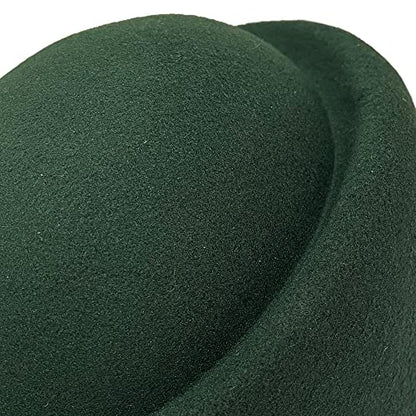 YING LAN Women Wool Cap Stewardess Pillbox Hat Fascinator Base - color: Dark Green