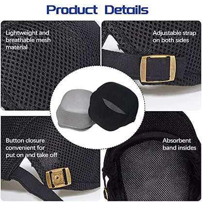 Geyoga 3 Pcs Mesh Newsboy Cap, Adjustable Mesh Cap - color: Black, Deep Gray, Royal Blue