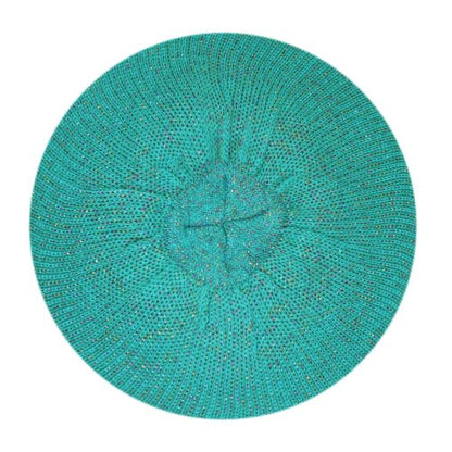 Morehats Women's Warm Metallic Stripe Knit Beret Hat - color: Teal