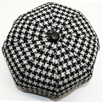 Womens Newsboy Cap French Fashion Hats Summer Cabbie Baker Boy Hat for Fall Beret Cap - color: T1-houndstooth-black