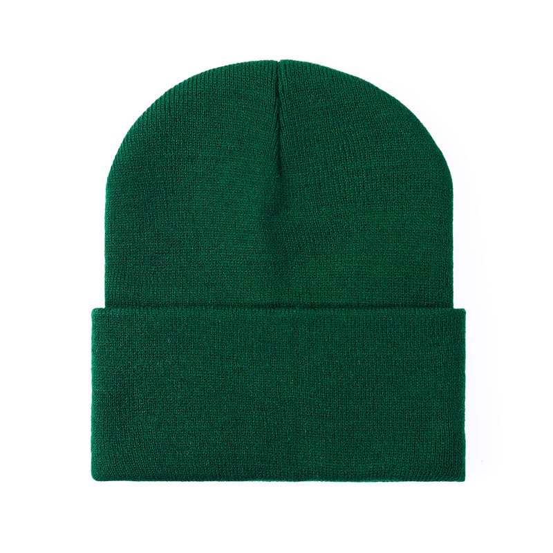 HIWIND Beanie for Men Women Knit Cuffed Winter Beanies Skull Cap Hat - color: Dark Green
