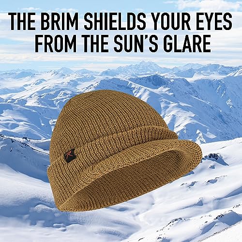 Rothco Wool Watch Cap with Brim – Wool Beanie Hat with Visor – Great for Winter Activities - color: Black