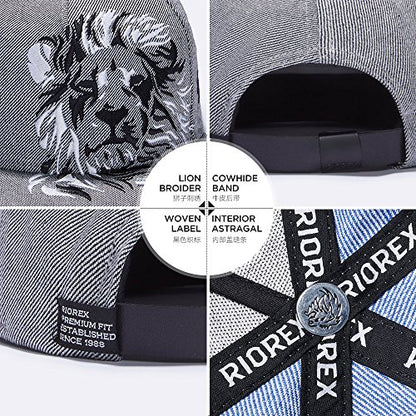 RIOREX Hip hop caps Fashion Animal Embroidery Baseball Cap for Men Adjustable Leather Belt Strapback Baseball Cap - color: Gray(l)