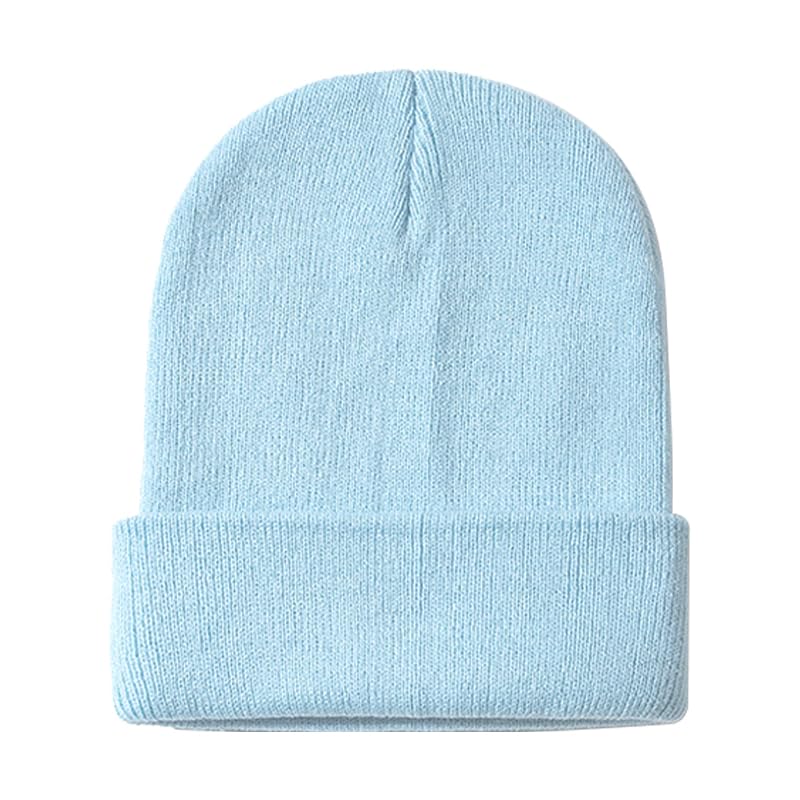 ZOORON Beanie for Men Women Warm Winter Hat Unisex Soft Knit Cuffed Beanie - color: Light Blue