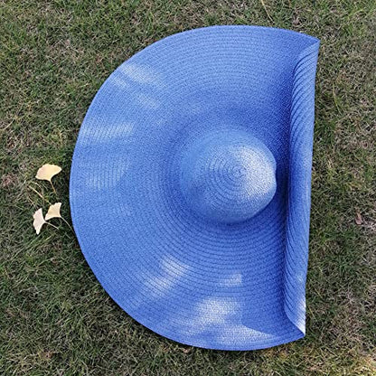 Oversized Beach Sun Hat for Women Foldable Large Wide Brim Hats Packable Roll up Floppy Cap Summer UV Protection Hat - color: Blue