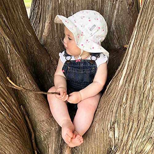 JAN & JUL 50+ UPF Cotton Sun Hat with Wide Brim for Toddler Girls - color: Cherries, size: 0-6 Months