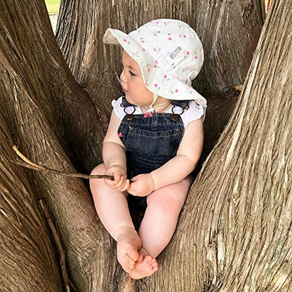 JAN & JUL 50+ UPF Cotton Sun Hat with Wide Brim for Toddler Girls - color: Cherries, size: 0-6 Months