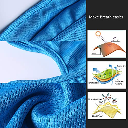 Balaclava Face Mask Adjustable Windproof UV Protection Hood - color: Light Blue