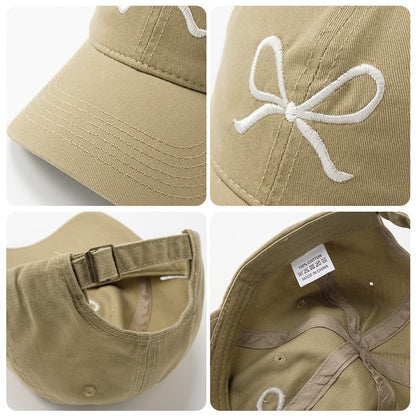 Unisex Bow Embroidery Baseball Cap Adjustable Outdoor Mom Sun Hat - color: Gray