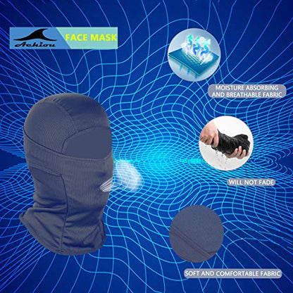 Achiou Ski Mask for Men and Women, Lightweight UV Balaclava Face Cover - color: Navy