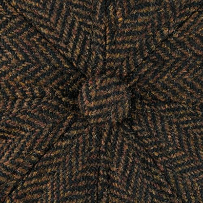 VOBOOM Men Wool Blend 8 Panel Newsboy Cap Tweed Hat - color: Herringbone Coffee