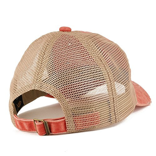 Trendy Apparel Shop Pigment Dyed Front Mesh Back Frayed Bill Trucker Cap - color: Orange