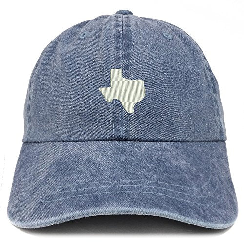 Trendy Apparel Shop Texas State Map Embroidered Washed Cotton Adjustable Cap - color: Navy