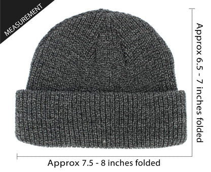 Fisherman Short Beanie Leon Roll up Trawler Classic Skullcap Hipster Beanie Warm Winter Hats Acrylic Ribbed Knit Cuff Daily - color: Dark Gray Mix Fisherman Beanie