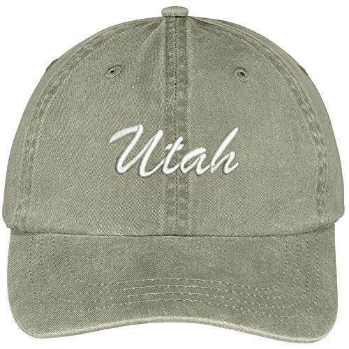 Trendy Apparel Shop Utah State Embroidered Low Profile Adjustable Cotton Cap - color: Khaki