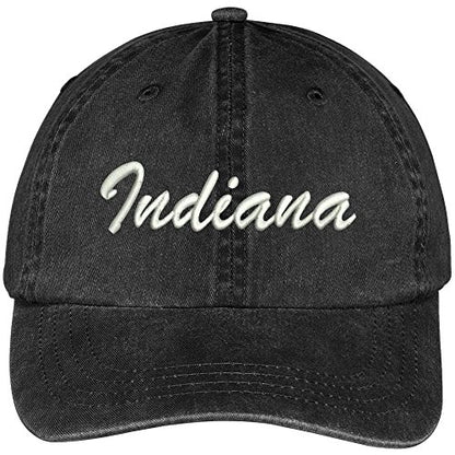 Trendy Apparel Shop Indiana State Embroidered Low Profile Adjustable Cotton Cap - color: Black