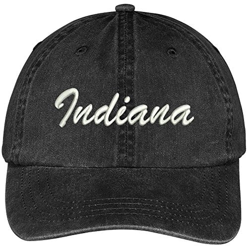 Trendy Apparel Shop Indiana State Embroidered Low Profile Adjustable Cotton Cap - color: Black