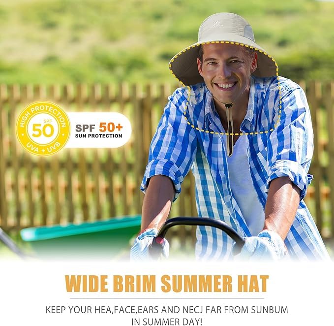 Outdoor Sun Hat for Men with 50+ UPF Protection Safari Cap Wide Brim Fishing Hat with Neck Flap, for Dad… - color: Light Grey*light Grey