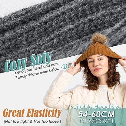 FURTALK Womens Winter Beanie Hat Satin Lined Faux Fur Pom Pom Beanies Hat for Women Winter Warm Knit Hats - color: Dark Grey